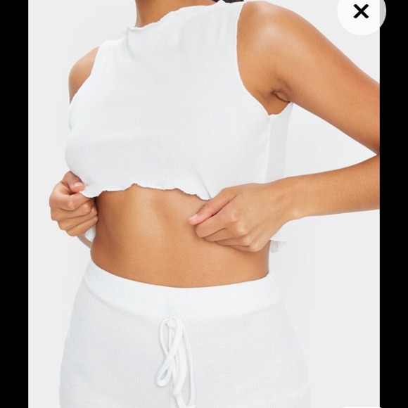 White Ribbed Frill Edge Short PJ Set ☁️ - Picture 4 of 7